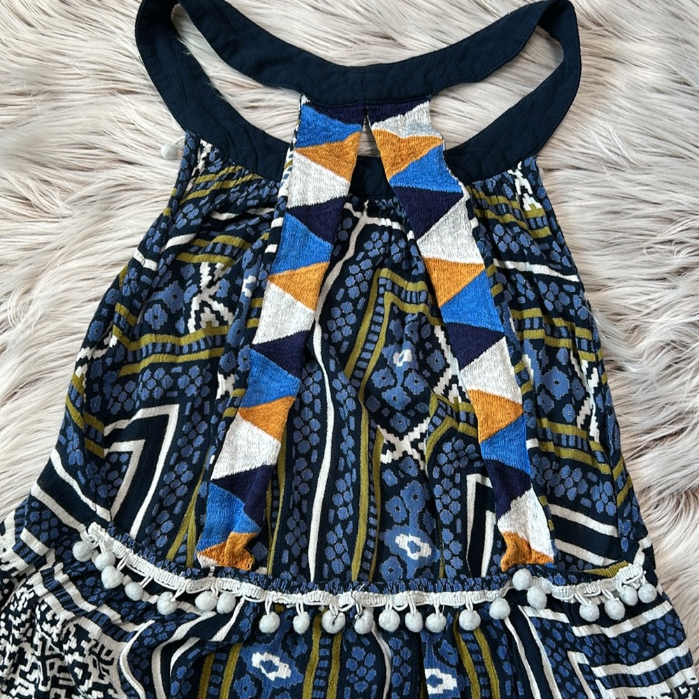 RAGA Riviera Maya Pom Pom Halter Neck Open Strappy Back Sundress Midi Medium - Picture 10 of 12